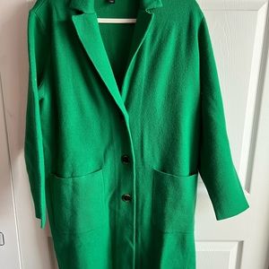 Ann Taylor Lapel Coatigan - Cardigan Bright Kelly Green Sz L